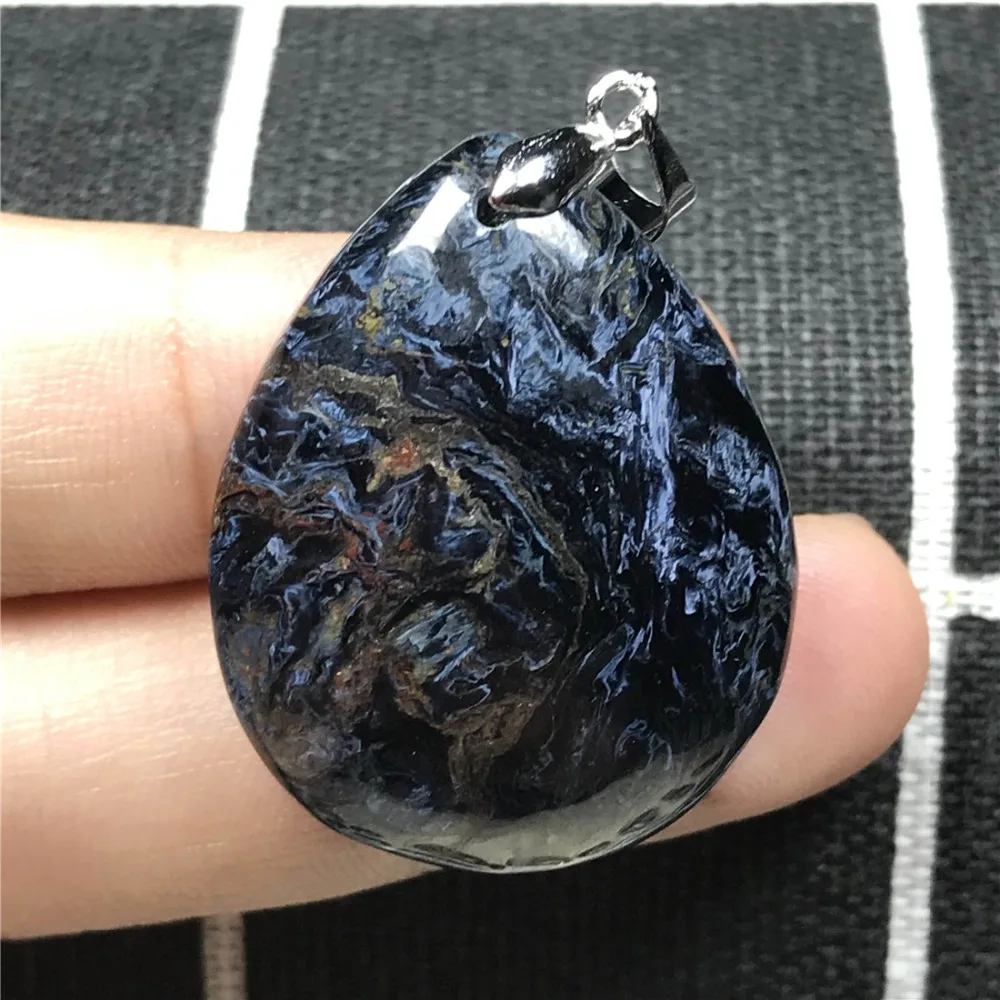 Топ натуральный синий кулон Pietersite для женщин и мужчин, кристалл в Намибии, 36x23x8 мм, капли воды, бусины, эффект фейерверка, камень, ювелирные изделия AAAAA