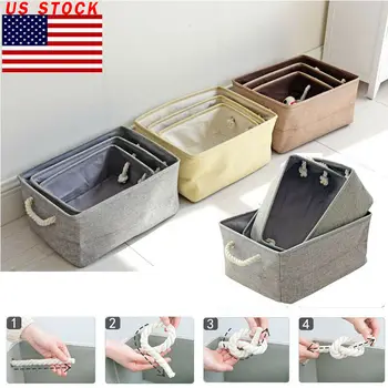 

Foldable Fabric Storage Box Cube Bins Cloth Organizer Storage Baskets Folding Nursery Closet Drawer Features Dual Handles