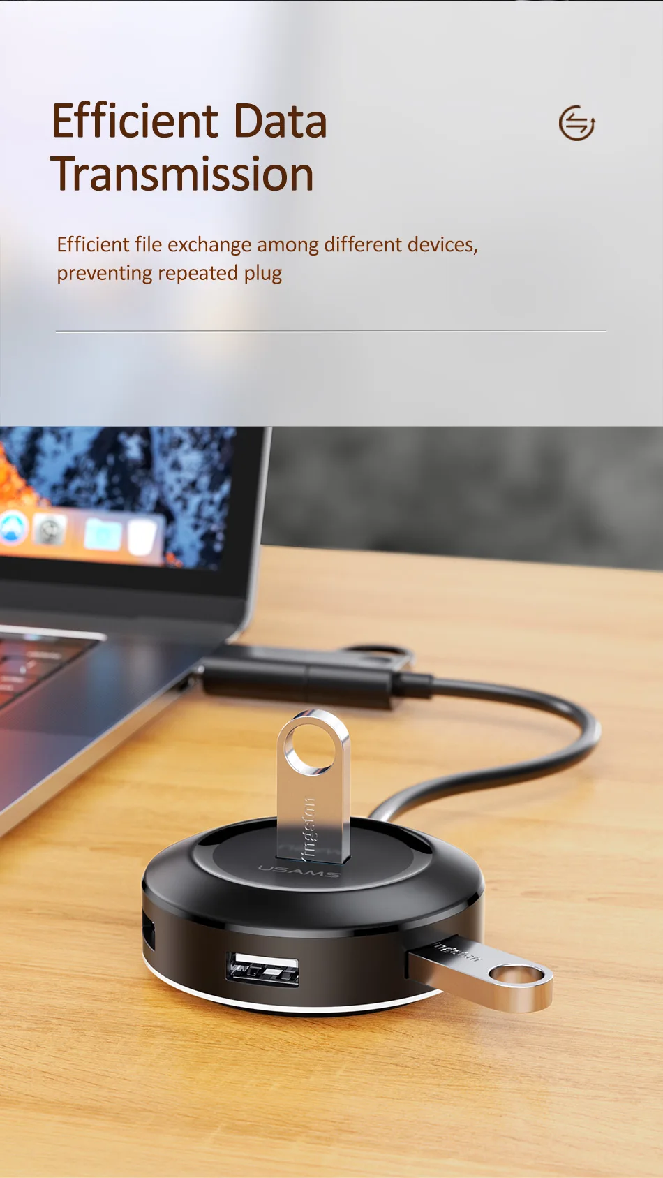 USAMS USB 3,0 концентратор для iPad Pro 5 Гбит/с быстрая передача usb type C в концентратор адаптер для MacBook Pro Поддержка 10 ТБ жесткий диск адаптер
