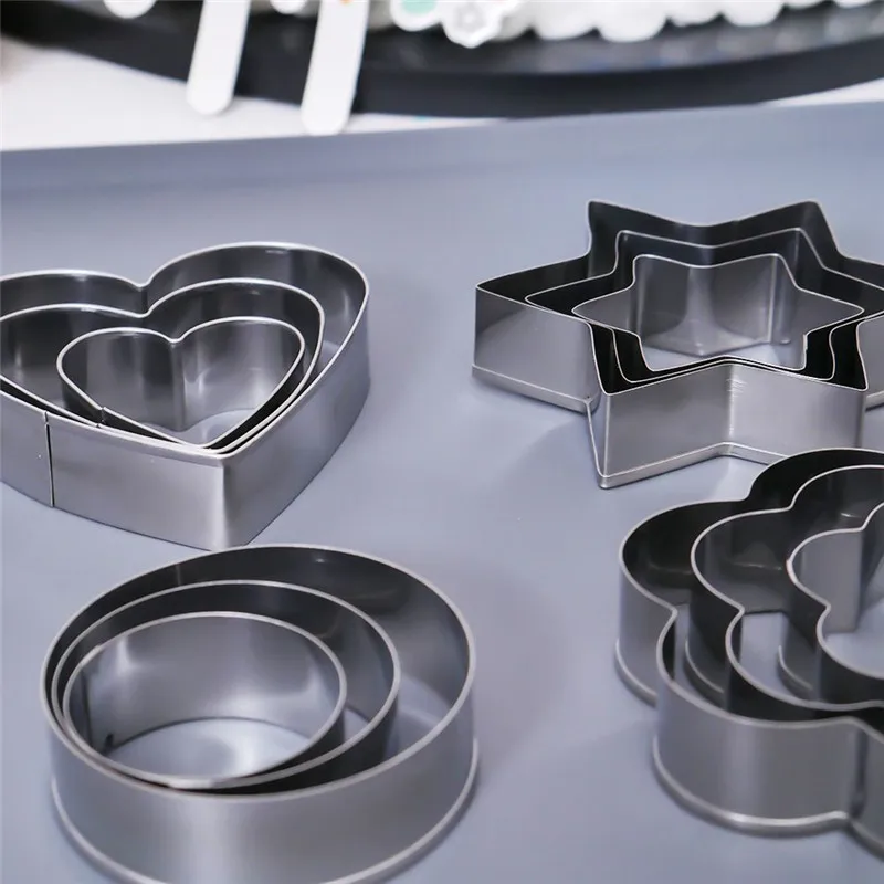 12 шт./компл. Нержавеющая сталь для нарезки печенья в виде набор «сделай сам» для Star/Сердце/в форме цветка 3D форма для выпечки печенья фрезы ножа для резки ломтиками выпечки инструменты