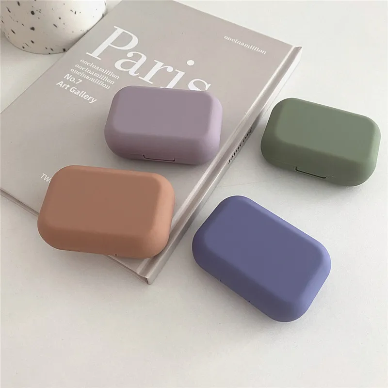 Mini Texture Matte Solid Color Contact Lens Case Women Portable Travel Set Eye Lenses Storage Box
