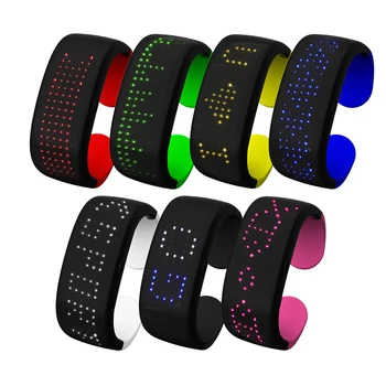 

Luminous LED Display Wristband Armband Colorful Dynamic Sports Bracelet for Night Running Riding Christmas Party 140 LED Beads
