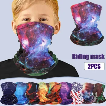 

Cycling Running Dustproof Windproof Protective 2PC Children's Print Face Mask Protectio Windproof Sunscreen Kids Outdoor Scarf