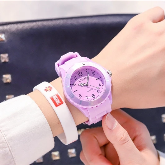 Fashion Silicone Women Watches Simple Sport Ladies Quartz Wristwatches Ulzzang Brand Fresh Children Clock Gifts Relogio Feminino Purple
