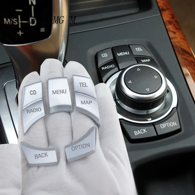 

Car Styling For BMW X5 X6 E70 E71 x5m x6m Center Console Multimedia switch Buttons Cover Stickers Trim Interior Auto Accessories