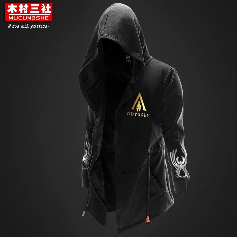 Осенняя и зимняя одежда spines creed origin ветровка мужская Длинная плюс бархатная куртка с капюшоном жилеты Тренч Мужская