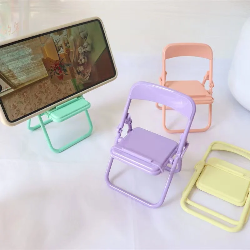 Portable Mini Mobile Phone Stand Desktop Chair Stand 4 Color Adjustable Macaron Color Stand Foldable Shrink Decoration Decoratio wall phone holder