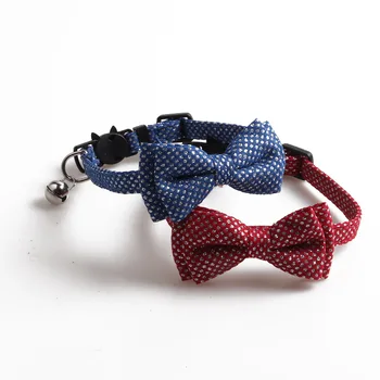 

Silver Sequins Bowknot Cat Collars Dot Pattern Small Dog Bow Tie Adjustable Puppy Kitten Pet Accessory Cats Doggy Collar with B