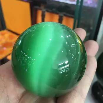 

Rare Natural Quartz green Cat Eye Crystal Healing Ball Sphere 60mm + Stand 5AAA