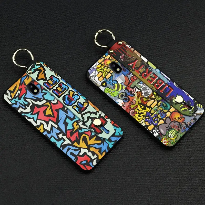 Phone Case For Samsung Galaxy J330 / J3 2017 5.0-inch Shockproof Lanyard Graffiti Series Holder Fashion Design Soft | Мобильные