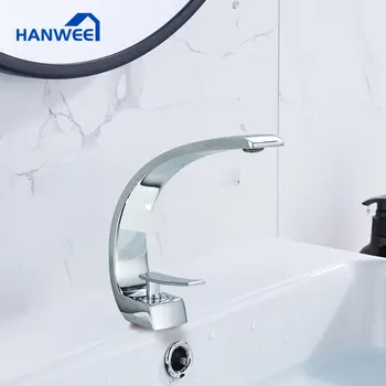 

Hanwee Bathroom Chrome Sink Basin Faucet Deck Mount Faucet Washing Basin Mixer Water Taps Hot Cold Water Crane Mixer Tap
