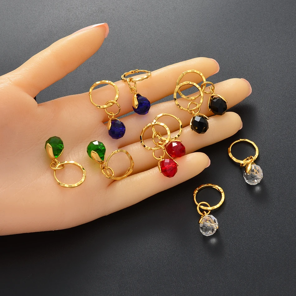 Anniyo Small Stone Earrings for Girls Women With Spring Ring Gold Color Mini Earring Marshall Micronesia Jewelry Gifts #138806