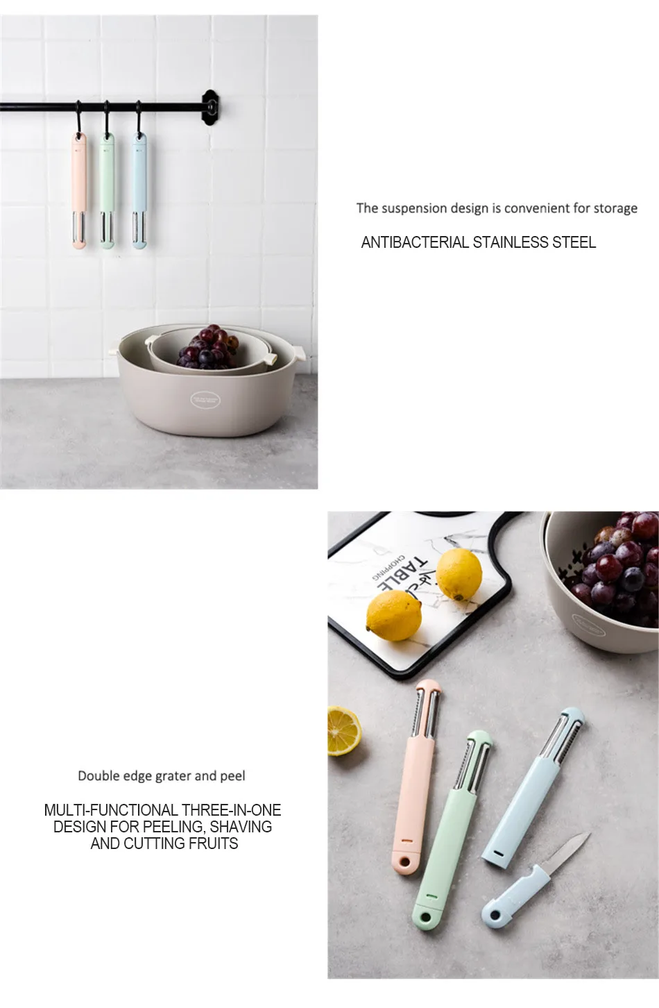 Multifunctional Fruit Vegetable Peeler Stainless Steel Potato Carrot Peeler Grater Knife Portable Slicer Kitchen Accessories