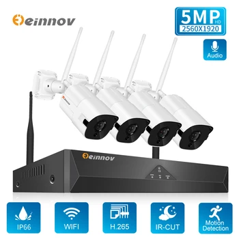 

Einnov 5MP Surveillance Camera 8CH CCTV Camera Security Camera Kit For Street Alarm System NVR Wifi 8CH Audio Set HD IR IP Pro