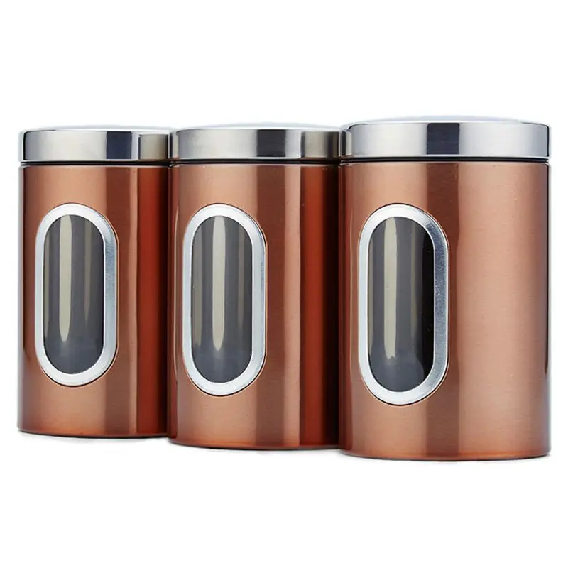 

3Pcs 11X16.5Cm Stainless Steel Storage Tank High-Grade Fresh-Keeping Sealed Tea Coffee Canisters Storage Box Creatives Home Gift