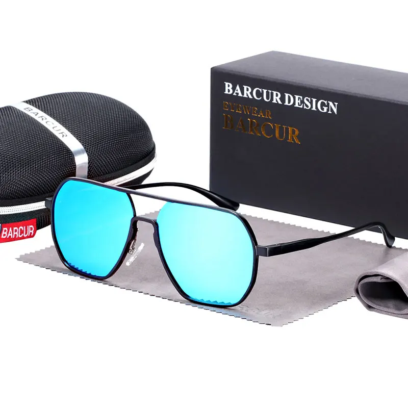 BARCUR алюминиевые магниевые Квадратные Солнцезащитные очки для мужчин солнцезащитные очки для женщин - Цвет линз: Blue