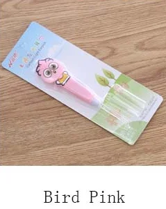 bird pink Силиконовые инструменты для чистки ушей для детей, удалитель ушной серы с животными из мультфильмов, чистящие инструменты для ушей, набор для ухода за ушами, фонарик - Цвет: bird pink