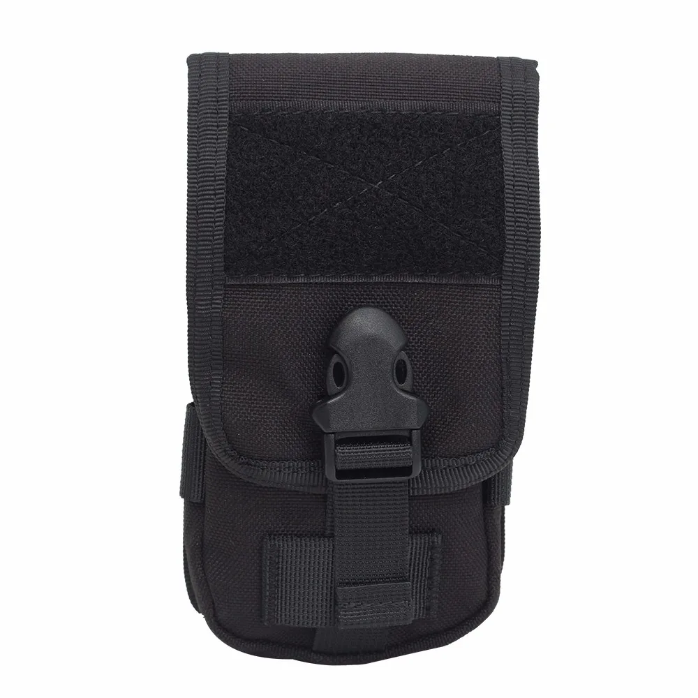 Черный цвет New Double Layer Tactical Phone Pouch Bag Belt 600D Nylon Waterproof Molle System Hunting Molle Fanny Mobile Phone Purse Outdoor - Цвет: Черный цвет