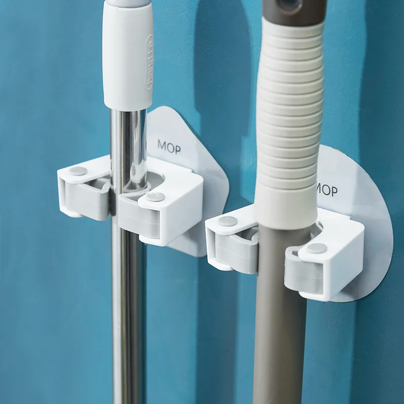 

1PCS Home Storage Rack Bathroom Suction Hanging Pipe Traceless Hooks Wall Mounted Mop Organizer Holder Waterproof Broom Hanger