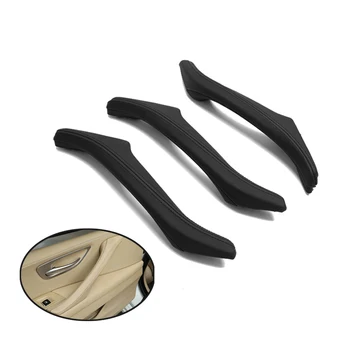 

3Pc/Set LHD RHD Car Inner Door Handle Genuine Leather Panel Pull Trim For BMW 5 Series F10 F11 F18 2010-2017 Auto Accessories