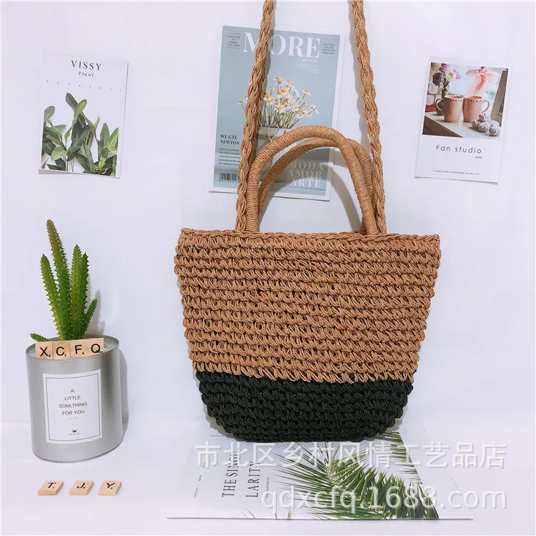 

Hand Shoulder Small No Ribbon Small Crochet Bag New Style Straw Bag Paper-string Woven Bag