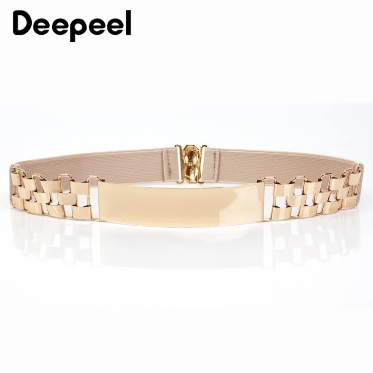 Deepeel 1 шт. 4 см* 60-80 см Женская высокая талия металлический пояс женский эластичный корсет пояс часы украшения золотые пояса YK725