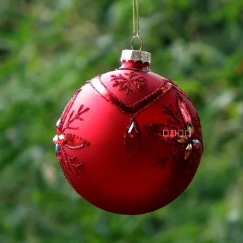 

Diameter=8cm Red Painting Glass Globe Hotel School Window Wedding Decoration Glass Ball Christmas Day Pendant