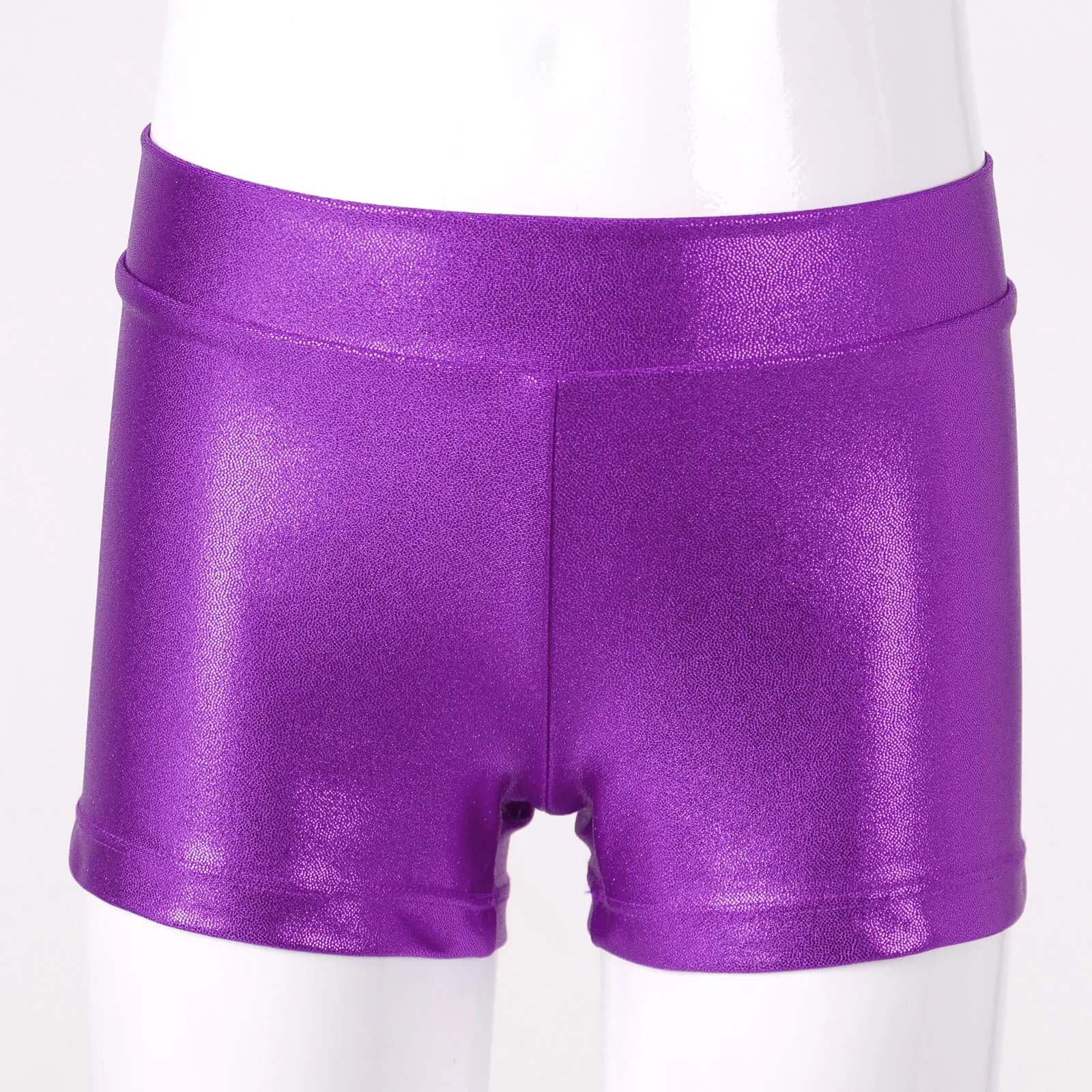 Kids Girls Shiny Metallic Shorts Dancing Elastic Waistband Gym Workout Sport Dance Shorts Dance Wear Children's Short Pants Kids Shorts
