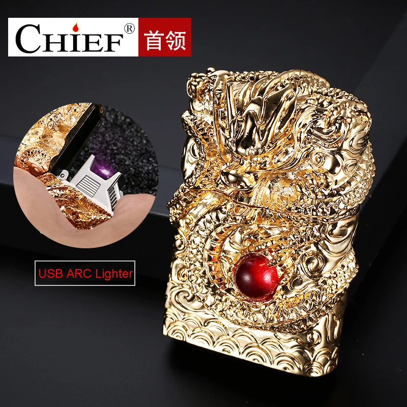 Chief dragon электрическая зарядка USB дуговая Зажигалка стерео латунная резьба hearvy armor