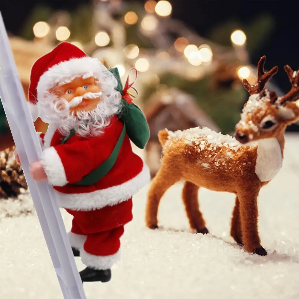 Рождество Санта Клаус Электрический подъем подвесная лестница украшения смешной Рождественский подарок плюшевая ткань