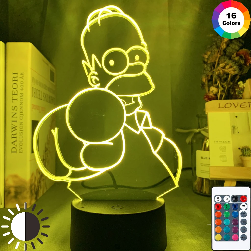 Симпсоны рисунок 3d иллюзия светодиодный Ночной светильник, уникальный подарок на день рождения для детей, украшение для детской спальни, Usb Батарея, настольная лампа