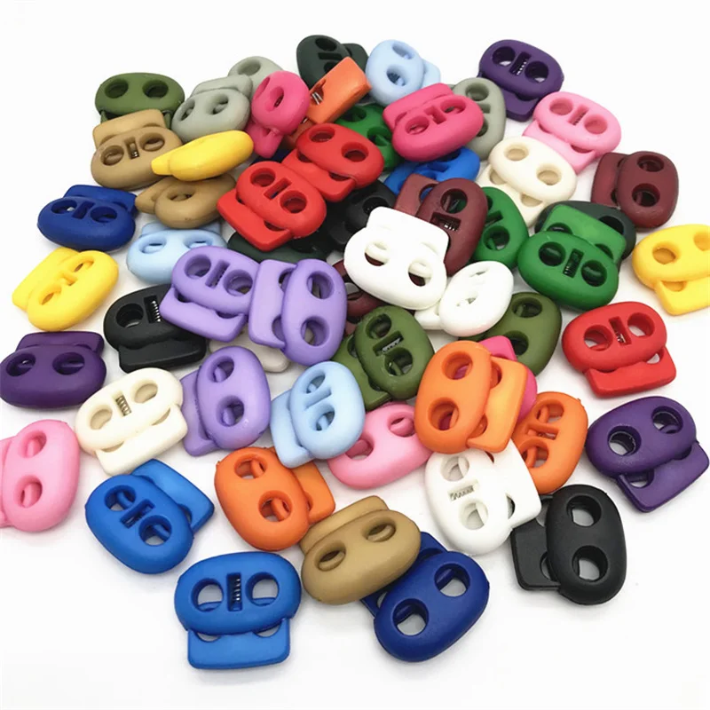 30Pcs Two Hole Plastic Stopper Cord Lock Tighten Spring Cord End Buckles DIY Adjustable buckle for sportswear/shoes/elastic band 2