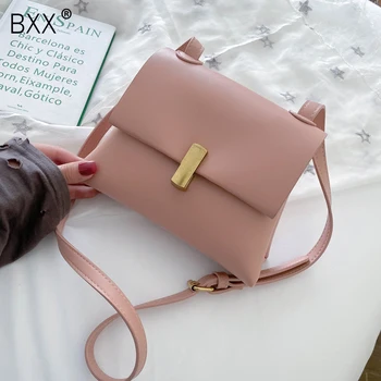 

[BXX] Solid Color PU Leather Crossbody Bags For Women 2020 Summer Brand Designer Lady Travel Shoulder Messenger Handbags HL934