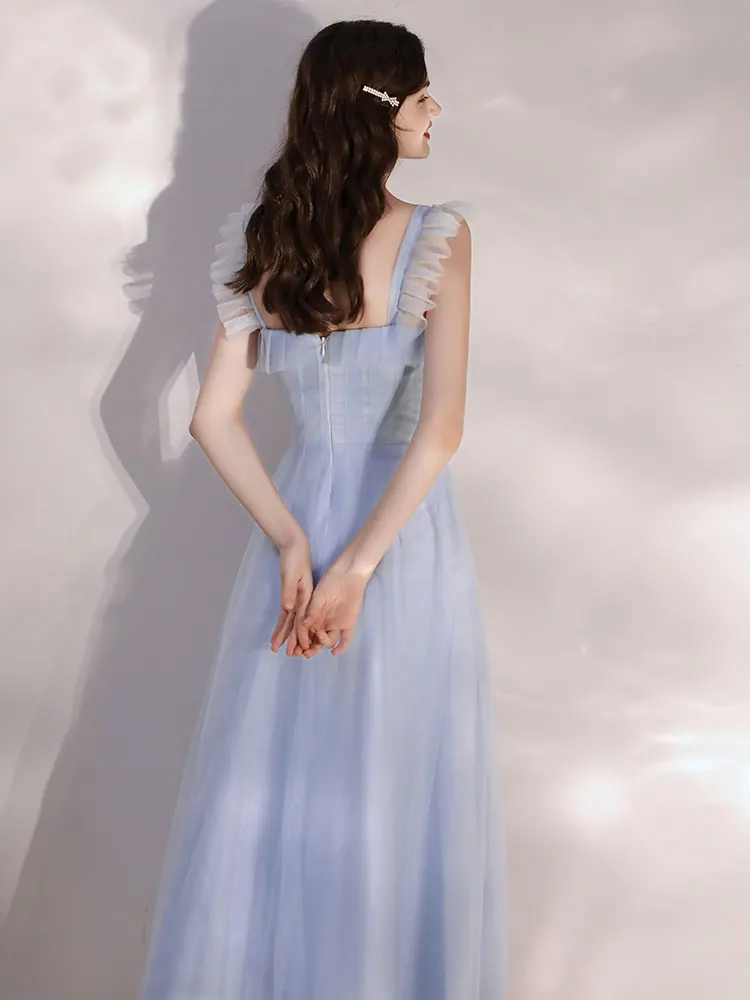 Новинка размера плюс vestido de festa длинное вечернее платье для невесты для вечеринки, выпускного вечера, длинное платье, мягкое Тюлевое плиссированное платье длиной до середины икры
