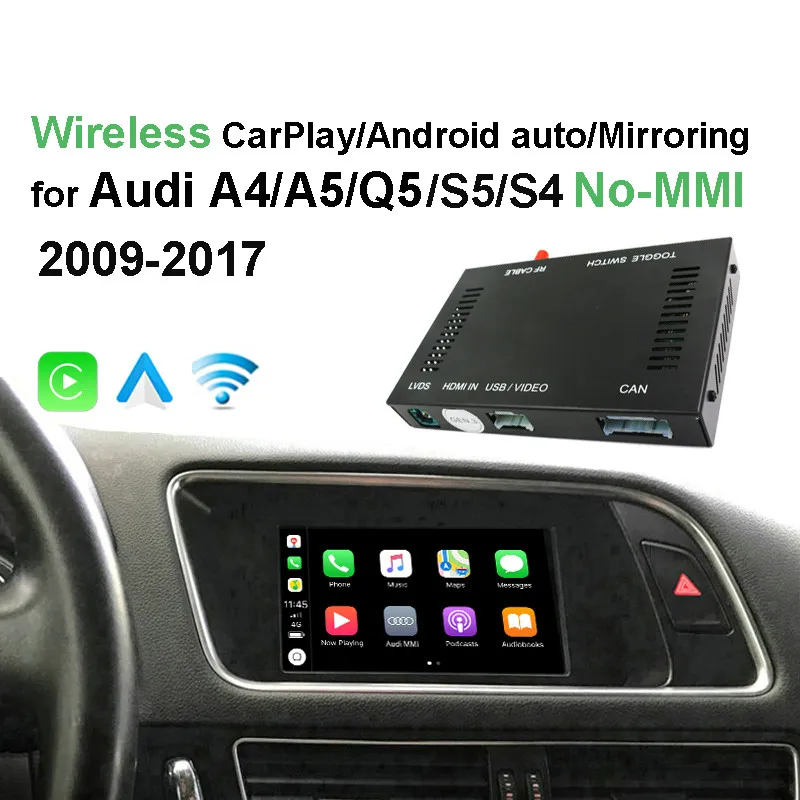 

Wireless Carplay Decoder for Audi A4 A5 Q5 no-MMI muItimedia interface CarPlay&Android auto Retrofit Kit digital car tv tuner