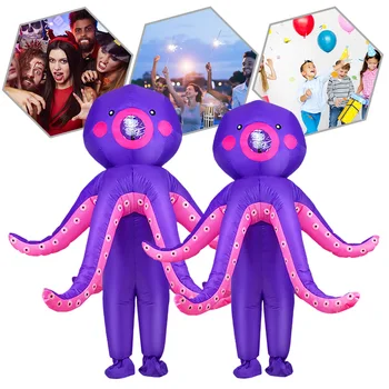 

Inflatable Octopus Costume Adult Kids Funny Blow-up Outfit Halloween Christmas Party Cosplay Fancy Dress Clothing