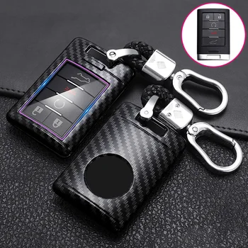 

ABS Carbon Fibe Car Remote Key Full Cover Case For Cadillac Escalade SRX XTS ATSL SLS CTS STS ATS BLS Square Car Key Protect Fob