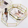 Golden Mirror Tray Cosmetic Container Jewelry Organizer Case Bathroom Storage Lipstick Necklace Desktop pantry organizer cake 3