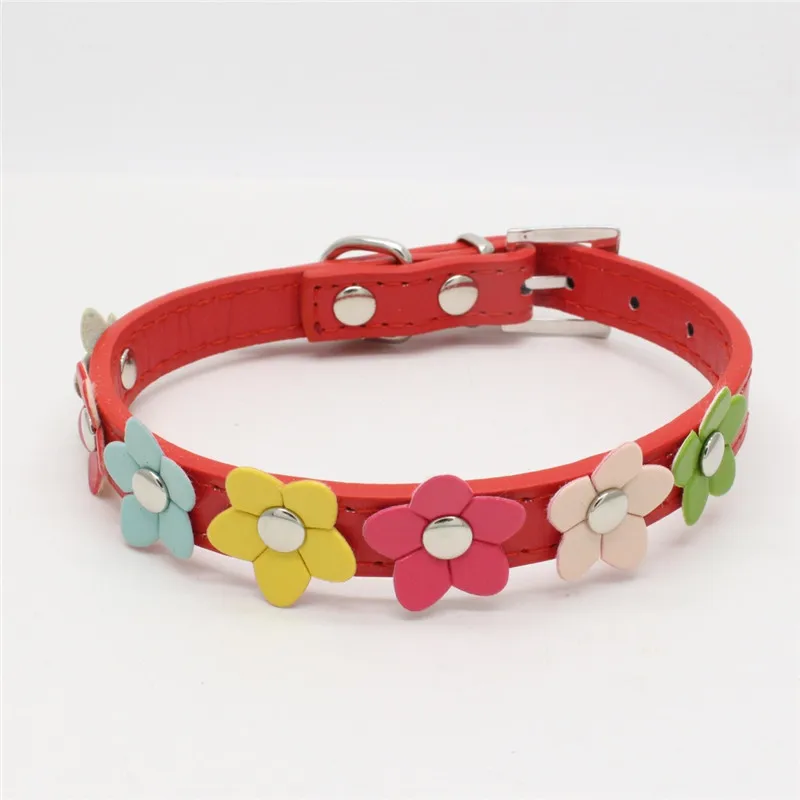 Цветной маленький цветочный ошейник для питомца, милый Регулируемый праздничный ошейник для собаки, персонализированное ожерелье для щенков, собак, Мартингейл - Цвет: red