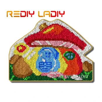 

Latch Hook Rug Kits Mushroom House Crocheting Carpet Rug 100% Acrylic Yarn Cushion Mat DIY Carpet Rug Home Decor Arts & Crafts