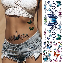 Realistic Butterfly Wrist Temporary Tattoos For Women Girl Moon Sun Whale Rose Flower Fake Tattoo Sticker Fashion Washable Tatoo