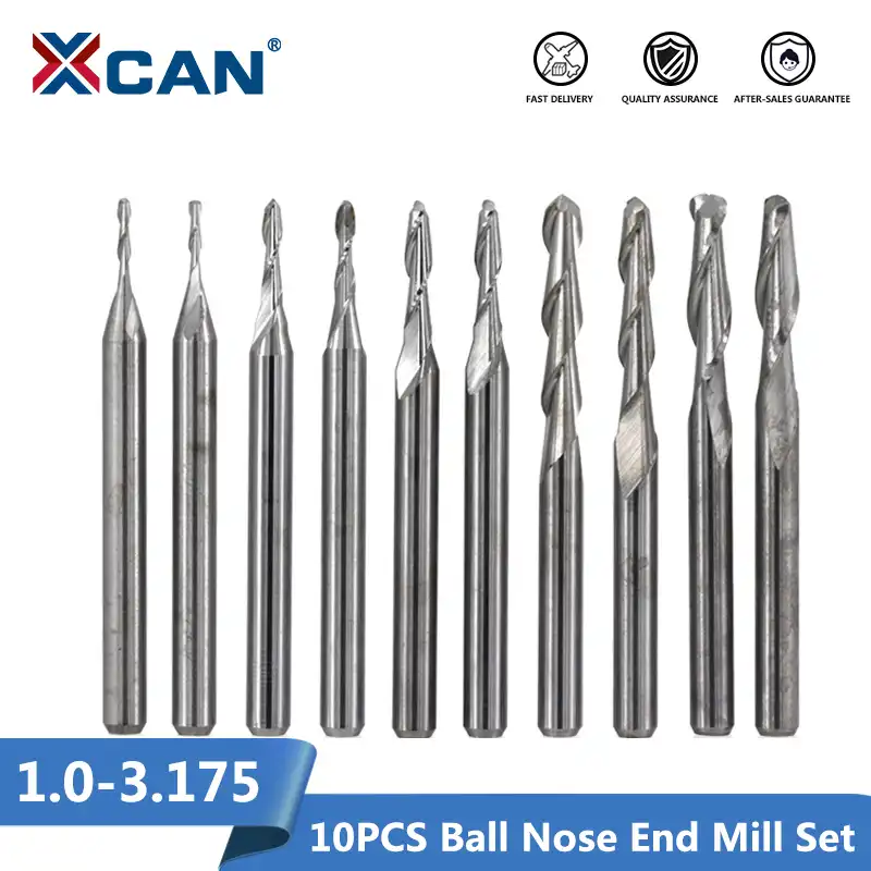 10 Pcs 1//4 Shank Carbide Ball Nose End Cnc Mill Engraving Router Bits 1-3.175mm