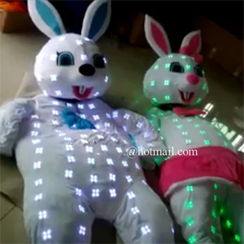 Günstige Led Leucht Kaninchen Großen Kopf Puppe Led Bunte Blinkende Leuchtende Cosplay Ballsaal Kostüme Bühne Weihnachten Kleidung