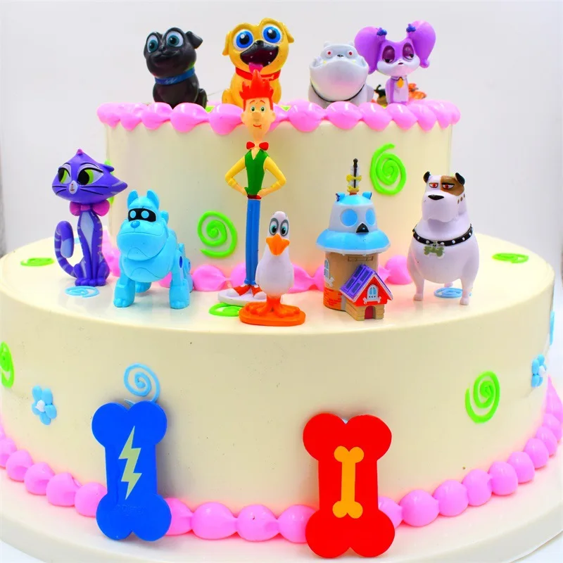 12pcs/lot Puppy Dog Pals Hand-made Doll Model Cakes Decoration Model Toy Doll for Children's Gift