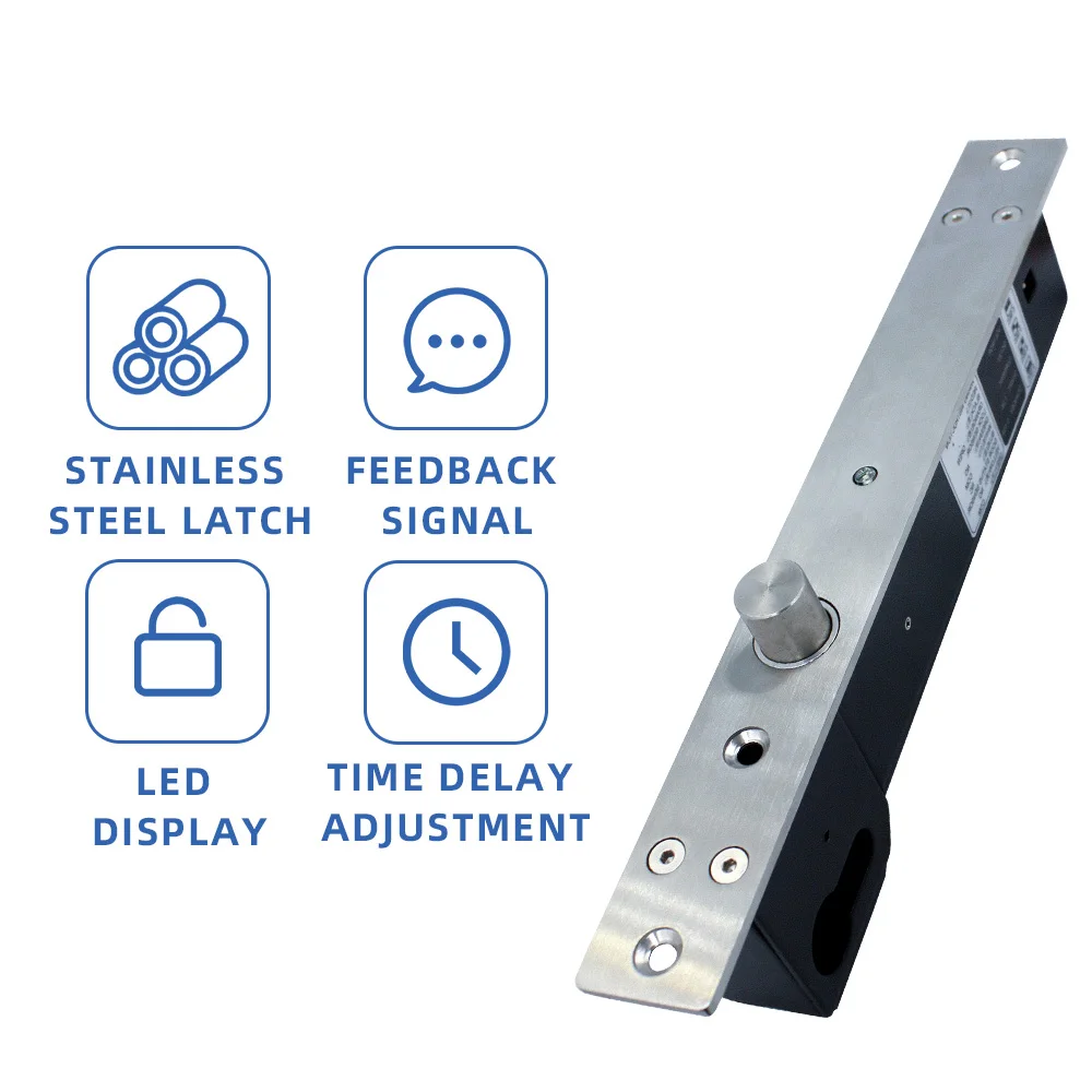 DC 12V Fail Secure Bolt Lock With Mort Lock Cylinder Mechanical key locking Drop