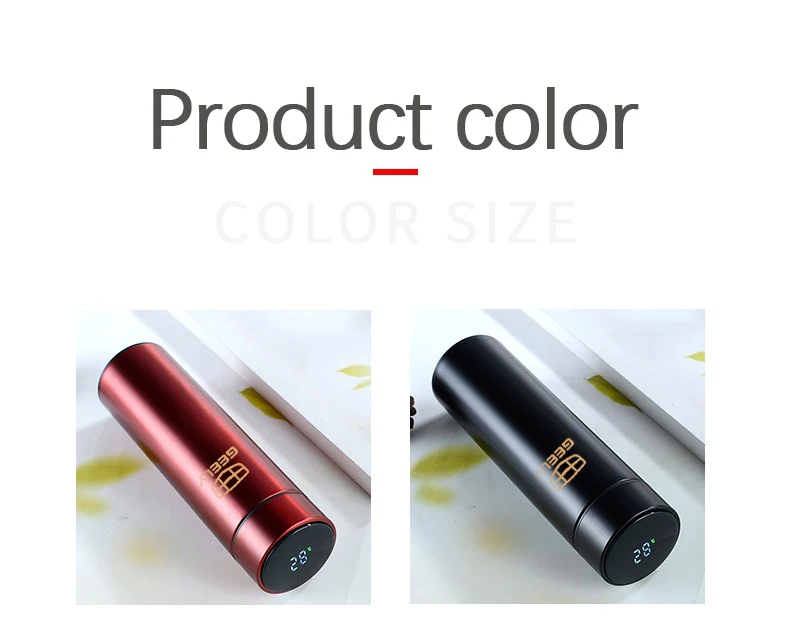 500ml Car Style Pink Smart Thermos Mug LED Temperature Display Stainless Steel Cup With Logo For Geely ck Emgrand ec7 gt gc9 gl