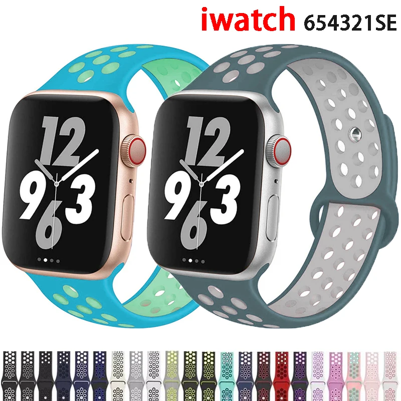 Ремешок силиконовый для Apple Watch band 44 мм 40 38 42 41 45 спортивный браслет наручных часов