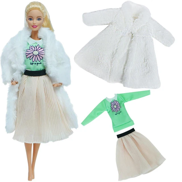 Roupa De Boneca Feita À Mão, Casaco De Pele Macia + Vestido Diário Rosa  Para Festa, Roupas Quentes De Inverno Para Boneca Barbie Acessórios  Brinquedo Infantil - Acessórios Para Bonecas - AliExpress