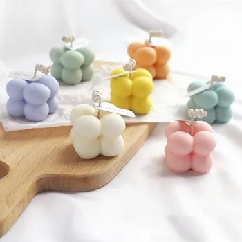 

1pcs Soy Wax Candle Cute Little Cube Geometry Candle Wax Smokeless Oil Aromatherapy Candle for Wedding Home Decor