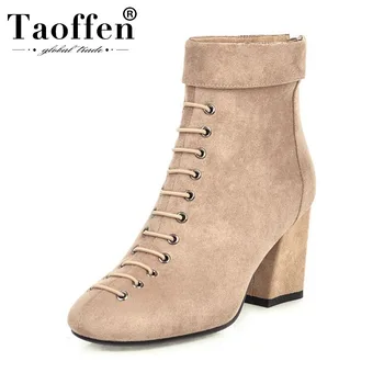 

Taoffen 4 Colors Plus Size 33-46 Office Ladies Ankle Boots Zipper Winter Simple Short Boots Daily Female Botas Footwear